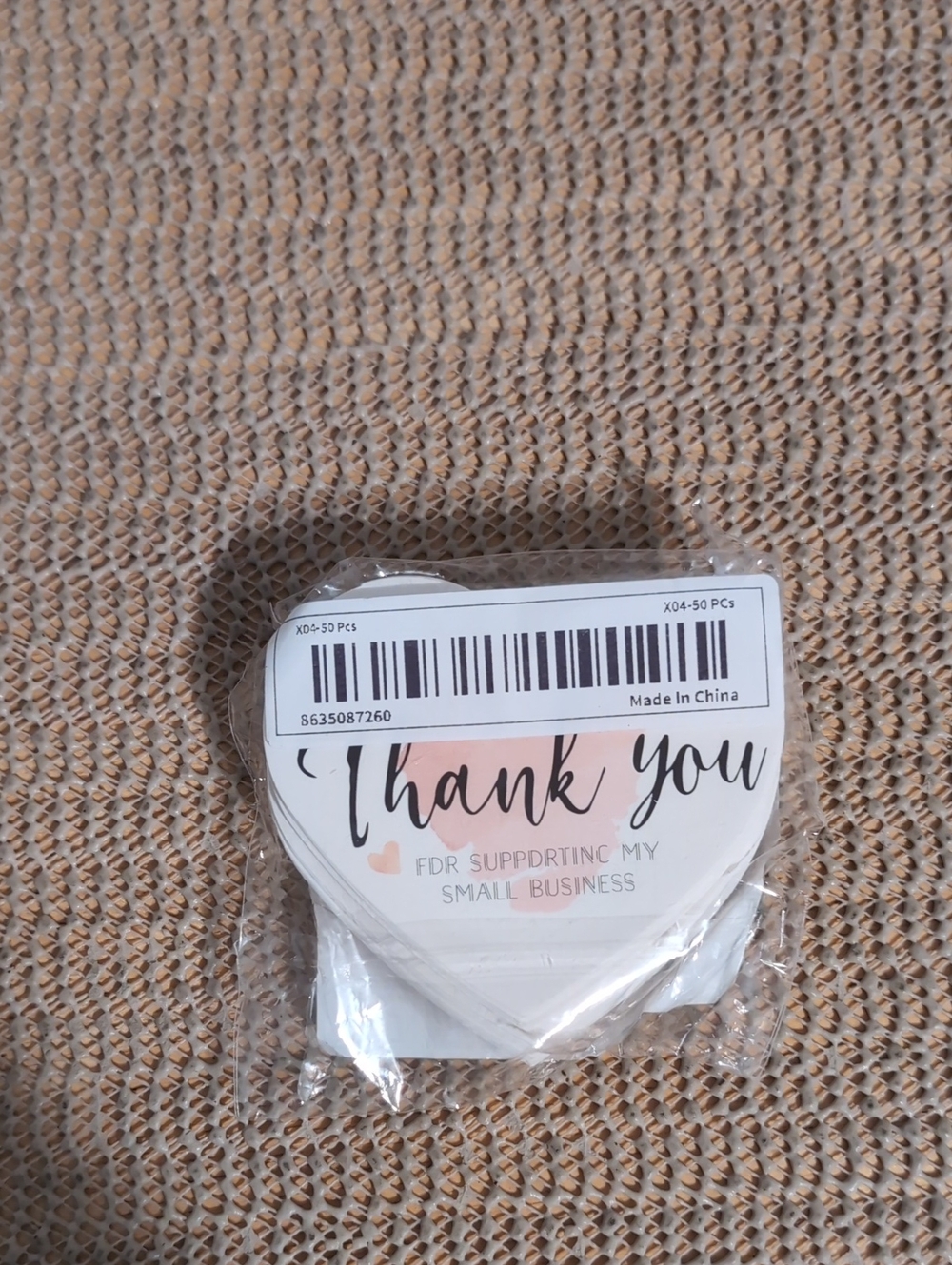 50 Count Heart-Shaped "Thank You" Stickers - Small Business Thank You New